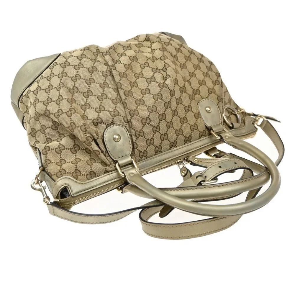 GUCCI GG Pattern Sukey 2Way Shoulder Hand Bag Canvas Leather Brown Gold - Picture 6 of 14